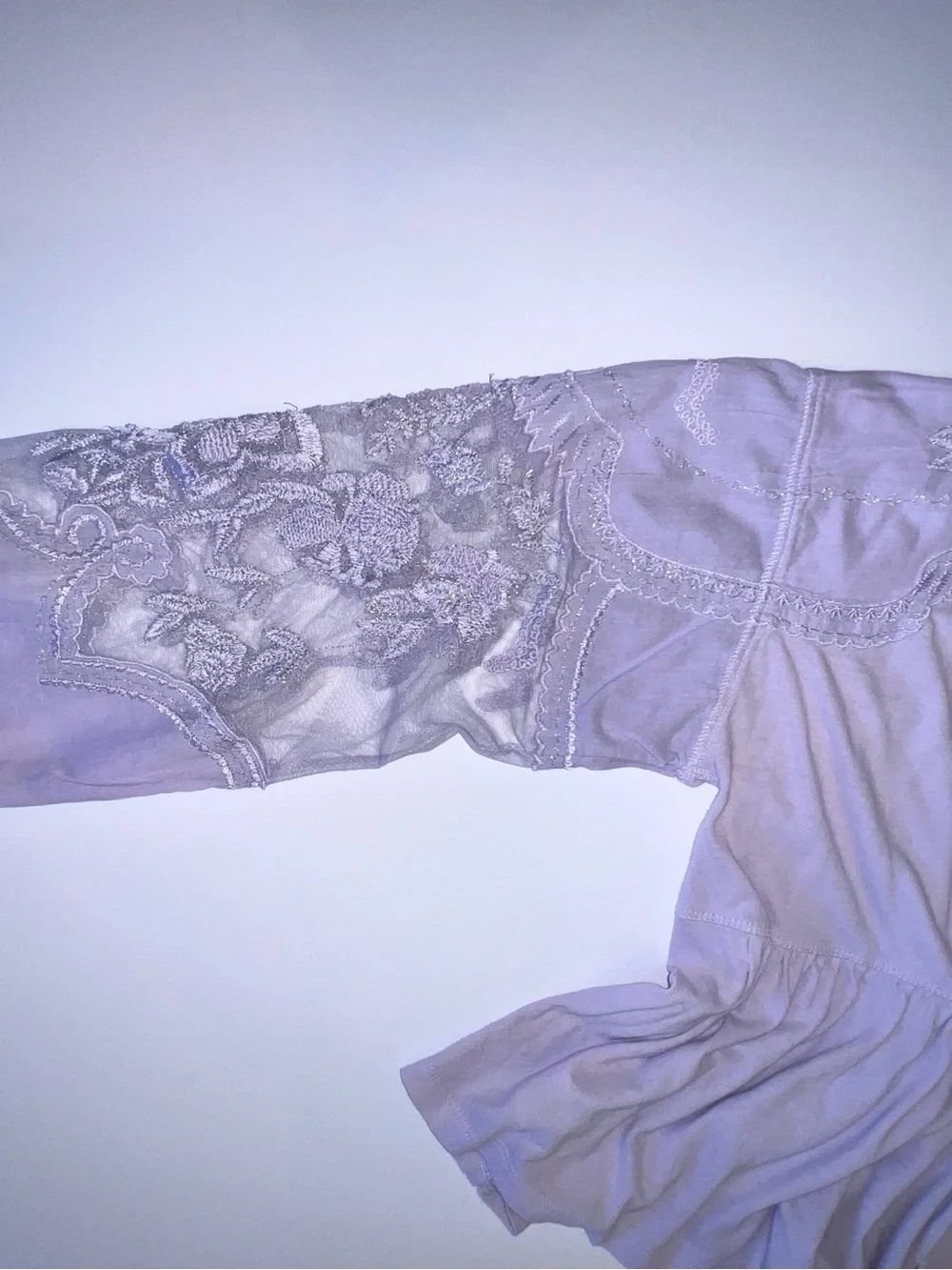 Free People Lace Inset Long Sleeve Top, Lavender, Medium
